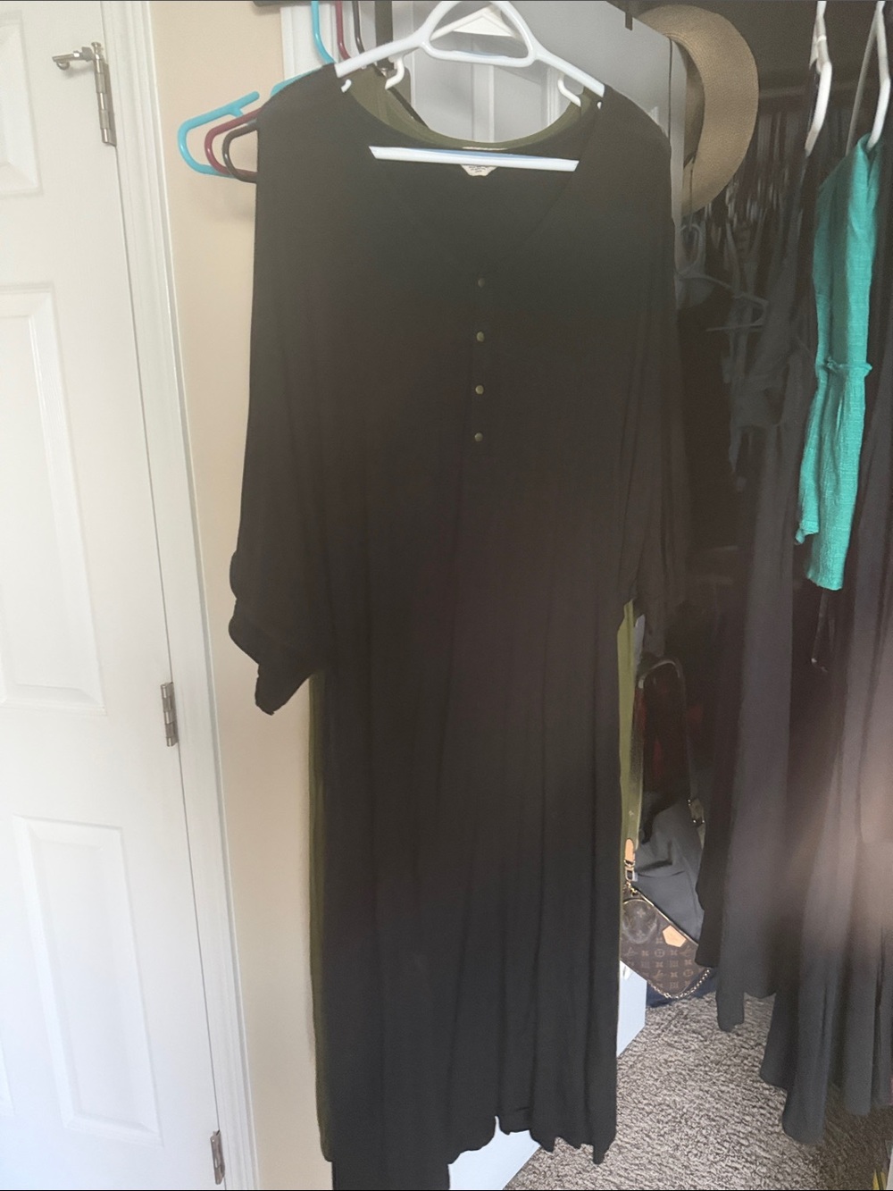 Black Women's Button-Front Midi Dress